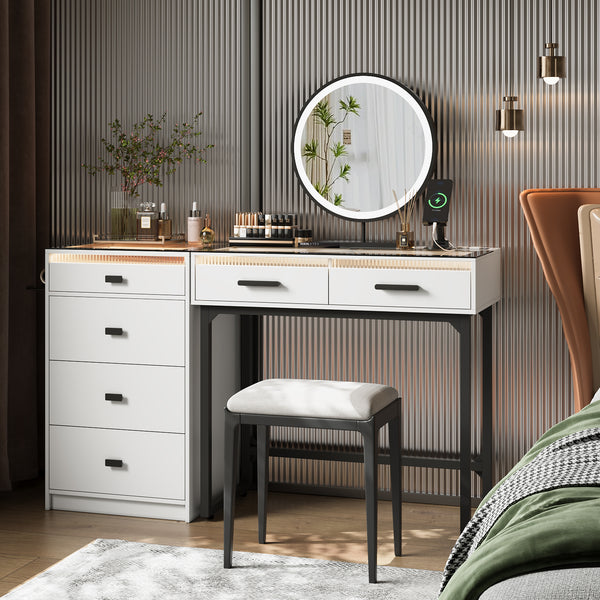 49" Vanity Desk with Mirror and Lights