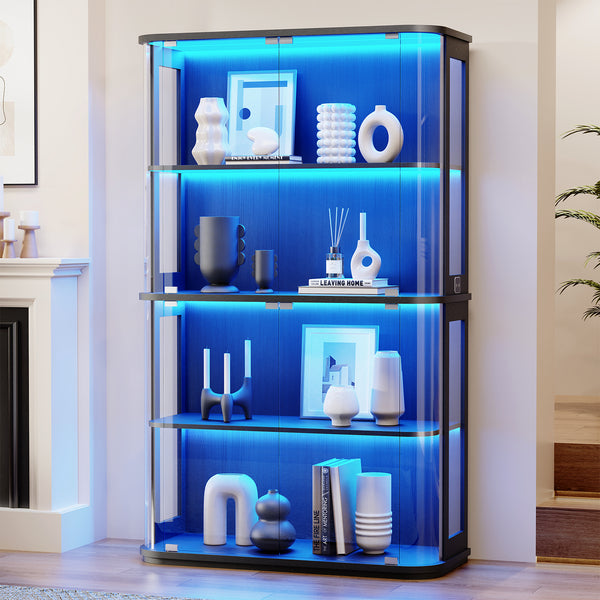 Large Rounded Display Cabinet with Glass Door