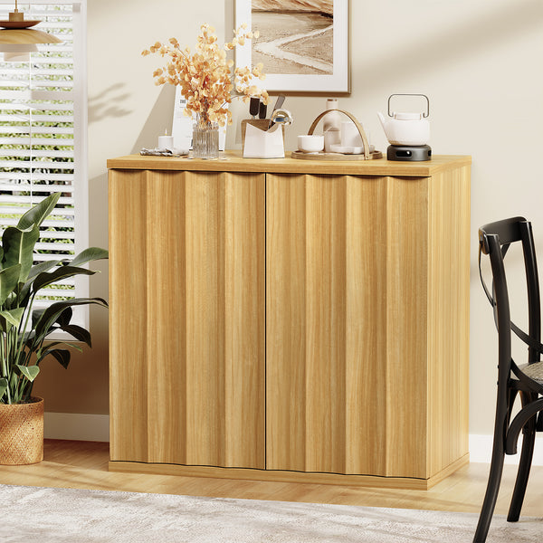 Fluted Sideboard Cabinet with Storage, 31.5" Coffee Bar Cabinet