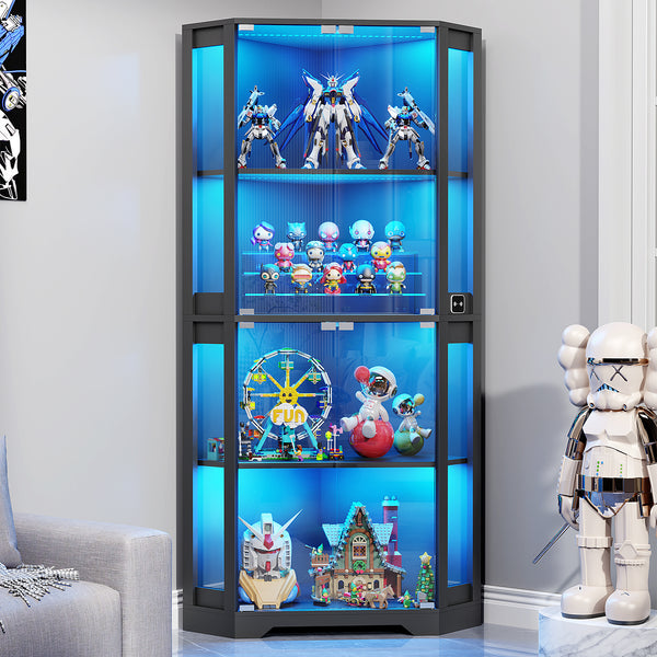 BROTTAR 65" Corner Display Cabinet with Glass Doors